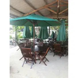 kursi cafe,bangku outdoor,meja makan jati,tenda payung,payung