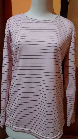 Kaos salur warna pink