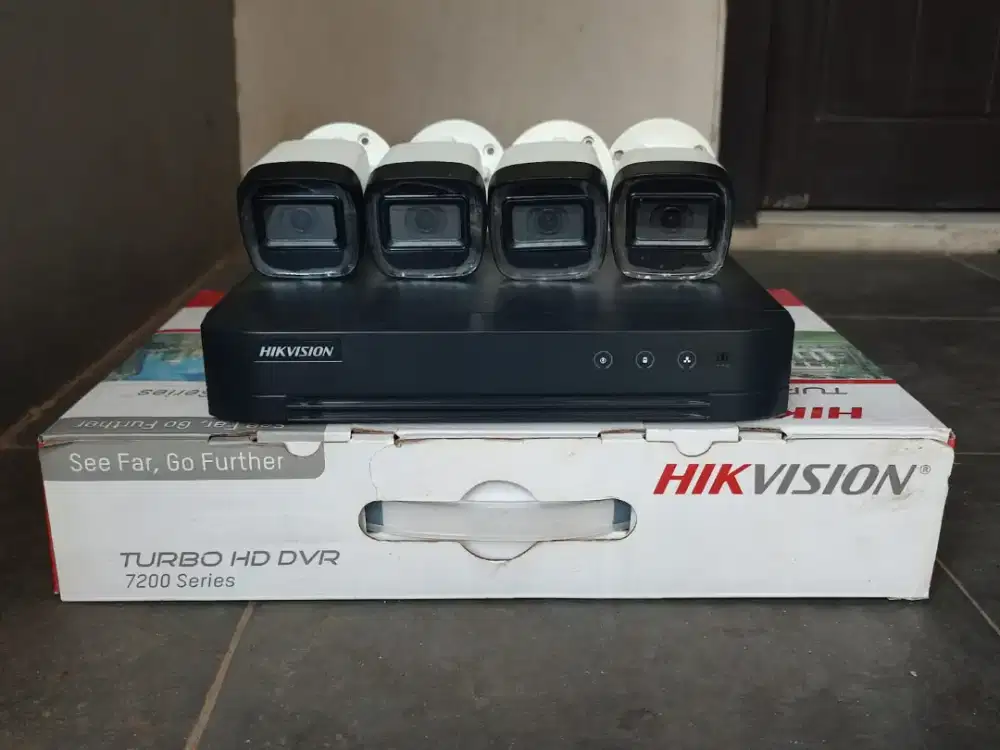 DIJUAL CEPAT TURBO HD DVR HIKVISION 7200 SERIES + CAMERA OUTDOOR 4 PCS