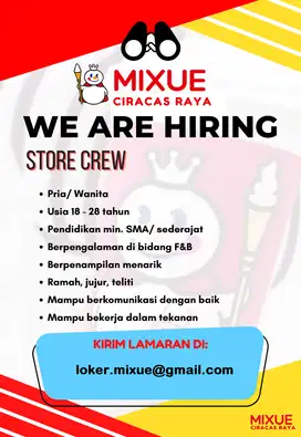 Crew Store / Barista - Mixue Ciracas Raya