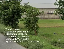 650 rb/m tanah industri mojoagung jombang