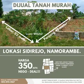 NEGO SAMPAI DEAL - Tanah 45 x 22 Meter SHM lokasi Ramai Penduduk