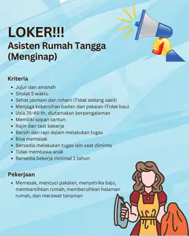 LOKER - Asisten Rumah Tangga (Jakarta Timur)