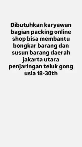Di butuhkan karyawan (laki-laki)