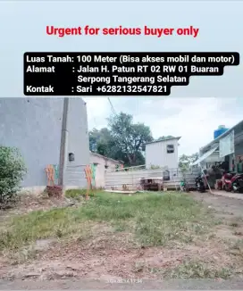 Dijual Tanah (jual cepat. Jual butuh) harga bisa nego