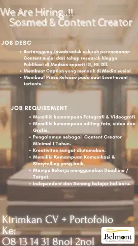 LOKER admin SOSMED & Konten Creator