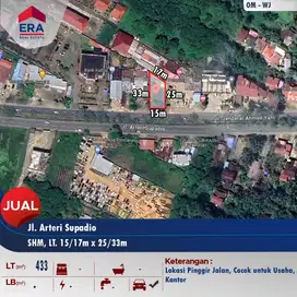 Dijual sebidang tanah HM luas 433m² / tepi jl. Ahmad Yani 2