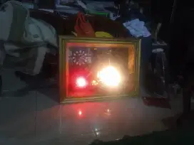 Bingkai antik Prahu layar full lampu jam dinding