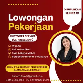 Loker CS (Marketing Online) - Diutamakan yang berpengalaman