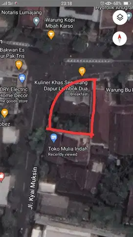 Tanah hok pusat kota lumajang  nol jalan raya