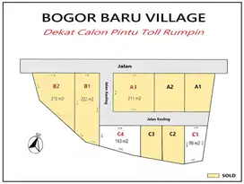 Tanah Kavling 200Jt'an Area Rumpin, Luas 143m2, Dapat Fasum Jalan Cor