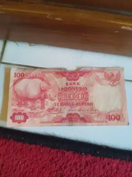 Di jual uang jadul 100 rupiah tahun 1977 badak bercula satu