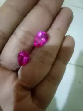 Pink topaz love 2 pasang asli natural dari brazil