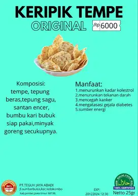 Keripik tempe gurih dan renyah