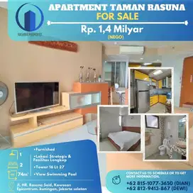 Dijual, Apartment Taman Rasuna, 2 Br, L75m², Furnished, SHM