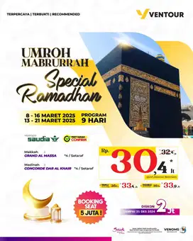 DP UMROH MARET 2025 9 HARI | UMROH RAMADHAN 1446H SAUDIA AIRLINES