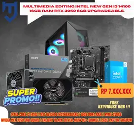 Multimedia Editing Intel New Gen I3 14100 16GB RAM RTX 3050 6GB Upgrad