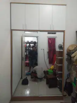 Lemari Sliding Full Cermin Pintu 2 Kabinet Stock Ready. Bayar Bisa COD