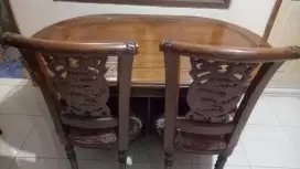 Meja Makan kayu jati 4 Kursi Model Oval Uk 160cm