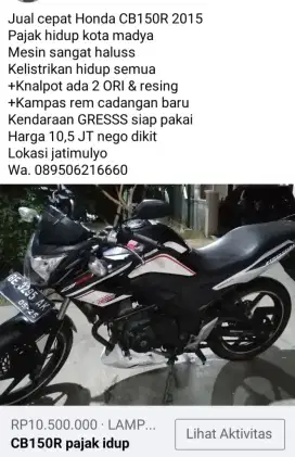 Jual cepat CB150 R pajak idup