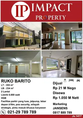 DIJUAL/DISEWA RUKO BARITO