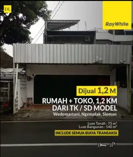 Dijual Rumah+Toko, 1,2 Km Dari TK/SD Model