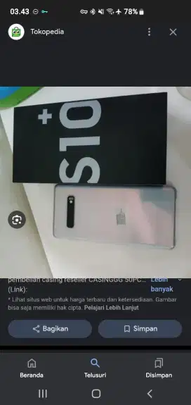 Dijual 1set Hp Samsung galaxy S10+ lgkp&Ori