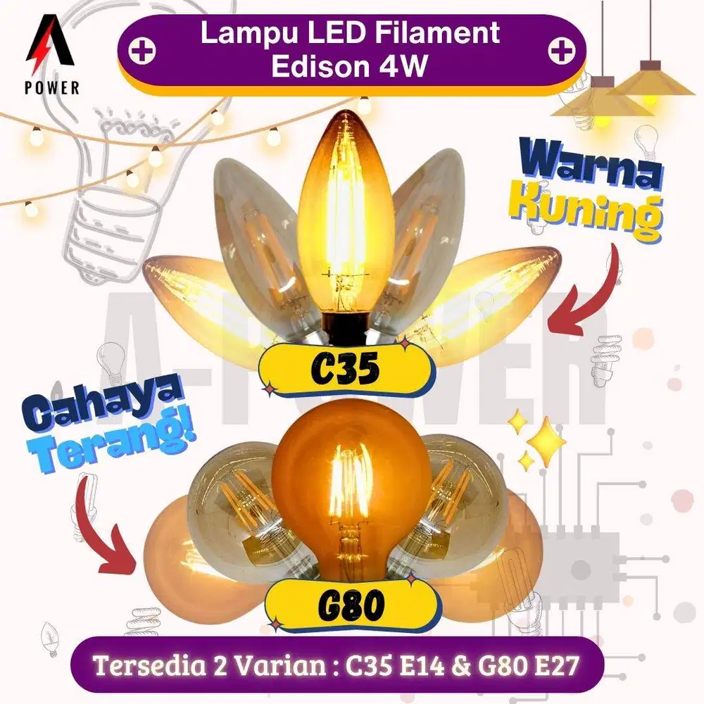 Lampu LED Filament Edison 4W (G80 E27)