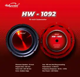 Subwoofer 10inch Hollywood Hw1092