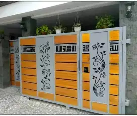 Pintu dorong kombinasi plat Cutting&grc