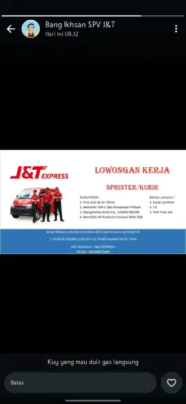 Lowongan kurir JNT Ekspress