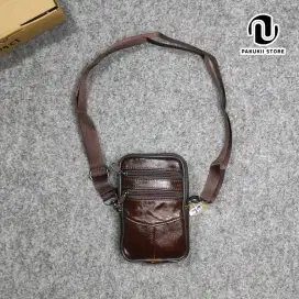 Tas Selempang Dan Pinggang Bahan Kulit Asli Import