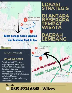 Dijual tanah 1000m2 di Lembang Bandung