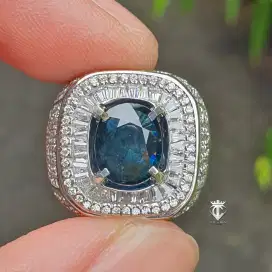 Batu Permata Natural Greenish Blue Sapphire No Heat 2.69 Ct GRI Memo