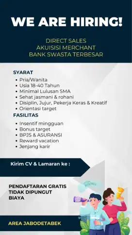 LOWONGAN KERJA DIRECT SALES AKUISISI MERCHANT