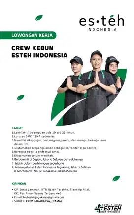 DIBUTUHKAN BARISTA ESTEH INDONESIA