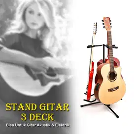 Stand 3 Gitar Lipat Universal (Gitar Akustik / Elektrik & Gitar Bass)