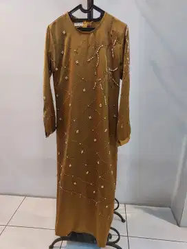 Dress party mustard gamis kondangan