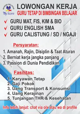 LOWONGAN GURU TETAP SMA BIMBINGAN BELAJAR TANGERANG & TANGSEL