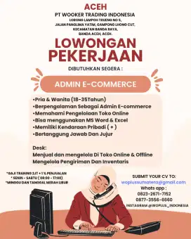 Lowongan kerja admin/e-commerce