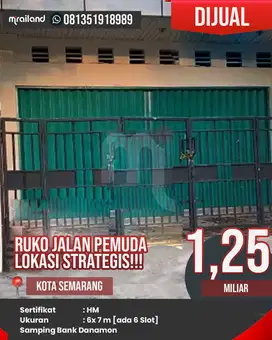 Dijual/Dikontrakkan Ruko Tempat Usaha di Jl. Pemuda, Sekayu, Semarang