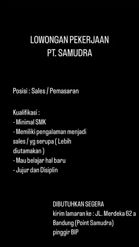 URGENT LOWONGAN PEKERJAAN