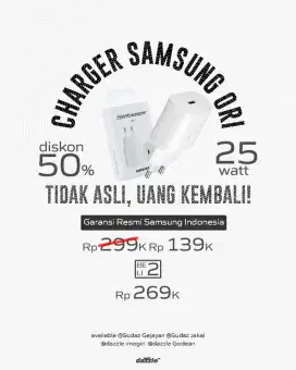 TRAVEL ADAPTER SAMSUNG 25 WATT ORI SAMSUNG