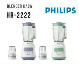 Blender Philips 2 Liter kaca / beling HR 2222 Ready abu dan hijau