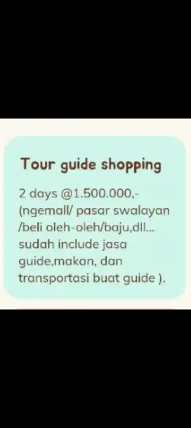 Tour guide shopping, art, kuliner