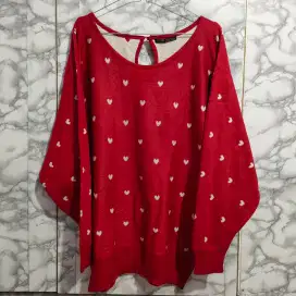 knit / top / atasan cewe love merah red