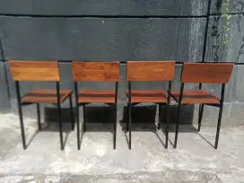 Dinning table Kursi cafe makan combine kayu dan besi kokoh mewah