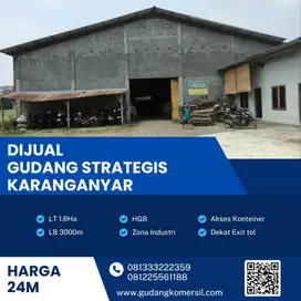 Dijual Gudang Zona Industri,Lokasi Karanganyar Luas 1,6 Ha,BU!