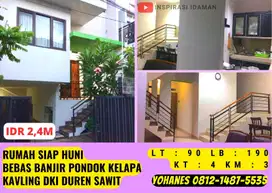 Jual Cepat Rumah siap huni Bebas Banjir Pondok Kelapa Kavling DKI