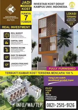 Dijual Unit Kos Murah 3-lantai 10-kamar Furnished dekat Kutek UI Depok